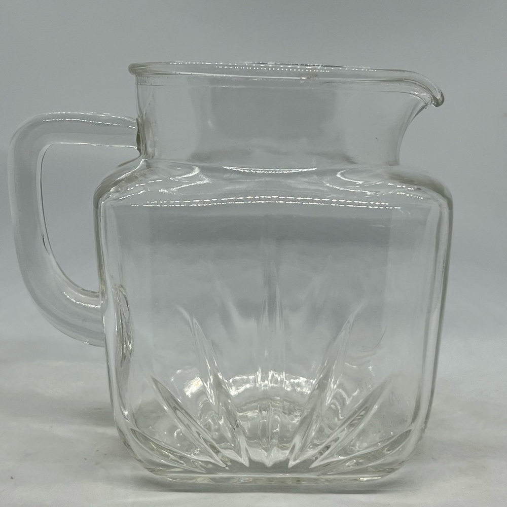 1950s MCM Federal Glass Clear Square Star Design 1qt Pitcher